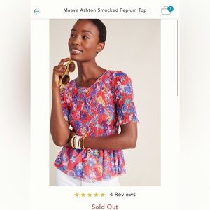 Maeve Ashton Smocked Peplum Top